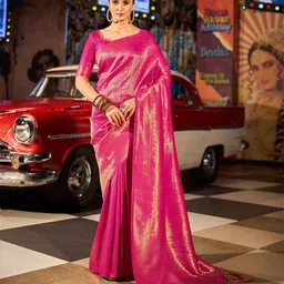 KALINI Ethnic Woven Design Zari Saree-image-7