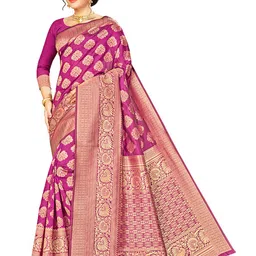 MANVAA Ethnic Motifs Woven Design Zari Banarasi Saree-picture-28