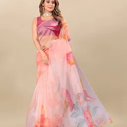 KALINI Floral Printed Organza Saree-picture-22