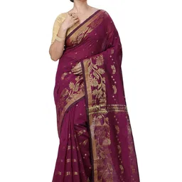 PuJoy Woven Design Zari Taant Saree image 1