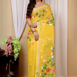 DipDiya Floral Printed Zari Taant Saree-image-38