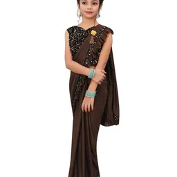 Dhyey Fashion Girls Sequinned Ready to Wear Saree-picture-30
