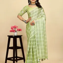 K 5 Fashion Checked Pure Chiffon Saree-picture-19