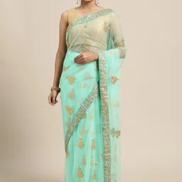 KULNAARI Ethnic Motifs Embroidered Poly Georgette Saree-picture-29