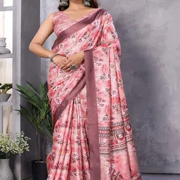 KALINI Floral Printed Saree With Blouse Piece-image-56