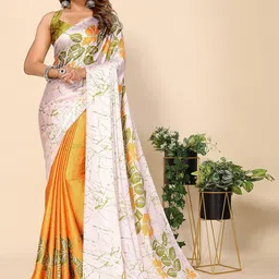HARPITA Floral Printed Crepe Silk Half and Half Tussar Saree-picture-39