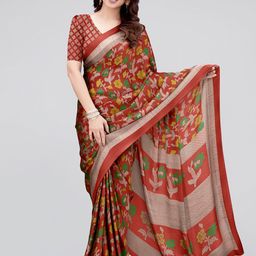 MIRCHI FASHION Red & Green Floral Printed Saree-picture-36