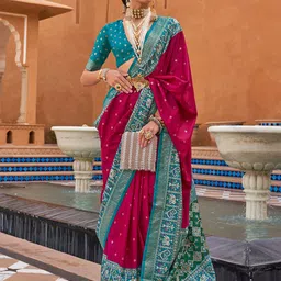 Anouk Polka Dots Woven Design Zari Patola Saree-picture-37