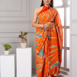 JALTHER Tie and Dye Printed Pure Cotton Block Print Saree-image-78