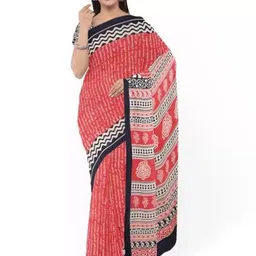 clothonus Striped Printed Pure Cotton Block Print Saree-picture-12