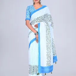 shivanya  handicrafts ShivanyaHandicrafts Floral Printed Pure Cotton Saree-picture-33