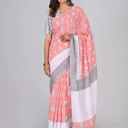 shivanya  handicrafts ShivanyaHandicrafts Floral Printed Pure Cotton Saree-picture-17