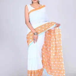 shivanya  handicrafts ShivanyaHandicrafts Mulmul Cotton Block Print Saree-picture-37