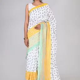 shivanya  handicrafts ShivanyaHandicrafts Mulmul Cotton Block Print Saree-picture-38
