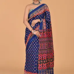 shivanya  handicrafts ShivanyaHandicrafts Floral Pure Cotton Block Print Saree-picture-34