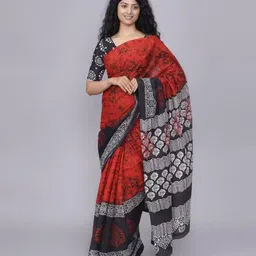 TROPWEAR Cotton Linen Block Print Saree-picture-23