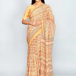 JALTHER Floral Printed Block Print Saree image 1
