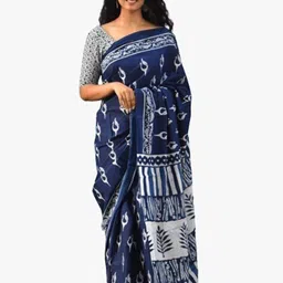 KIAARON Ethnic Motifs Pure Cotton Block Print Saree-picture-27
