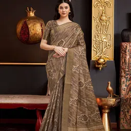 Rekha Maniyar Ethnic Motifs Printed Zari Pure Silk Saree-picture-36