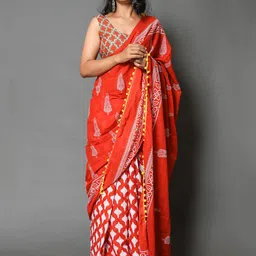 KALINI Ethnic Motifs Printed Pure Cotton Saree-image-87