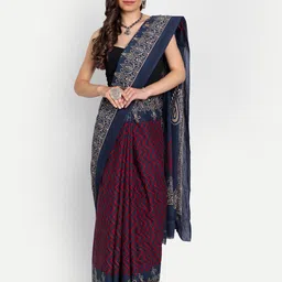 KALINI Geometric Printed Pure Cotton Saree-image-58