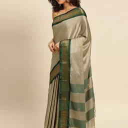 VILLAGIUS Ethnic Motifs Woven Design Zari Pure Mysore Silk Saree-image-99