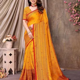 The Textile Hub Ethnic Motifs Mirror Work Tassel Saree-picture-12