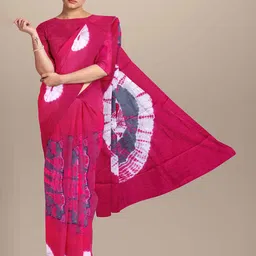 JAIPURI PRINT Tie and Dye Pure Cotton Bagru Saree-image-84