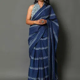 Sanganeri Print Ethnic Motifs Pure Cotton Bagru Saree image 1