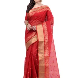 Ruuprekha Woven Design Zari Pure Cotton Taant Saree-image-9