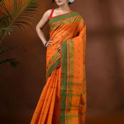 DESH BIDESH Woven Design Pure Cotton Taant Saree without Blouse-picture-27