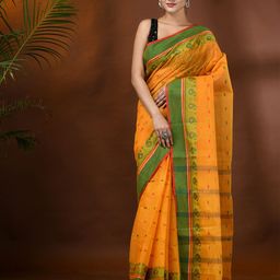 DESH BIDESH Paisley Woven Design Pure Cotton Taant Saree-picture-3