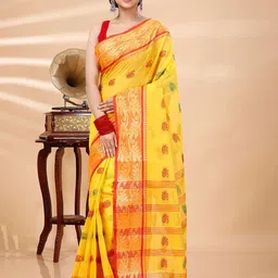 DipDiya Ethnic Motif Woven Design Pure Cotton Taant Zari Saree image 1