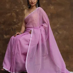 TEEJH Striped Zari Pure Cotton Murshidabad Silk Saree-picture-32