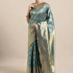 KALINI Ethnic Motifs Woven Design Zari Banarasi Saree-image-18