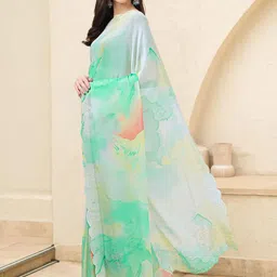 Mitera Tie and Dye Beads and Stones Poly Chiffon Ready to Wear Saree image 4