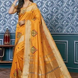 KAVINDI Ethnic Motifs Embroidered Zari Saree image 2