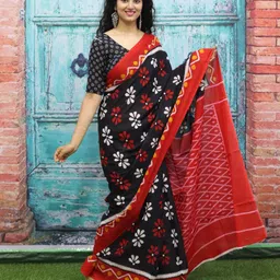 JALTHER Floral Printed Pure Cotton Block Print Saree image 2