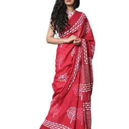 TROPWEAR Ethnic Motifs Block Printed Pure Cotton Saree image 2
