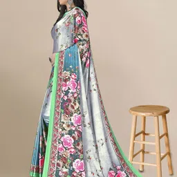 Mitera Floral Printed Satin Saree image 2