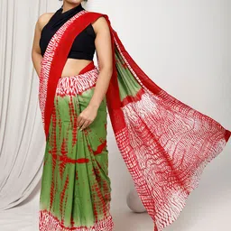 Sanganeri Print Tie and Dye Pure Cotton Saree image 2