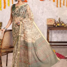 KALINI Ethnic Motifs Printed Zari Kota Saree image 2