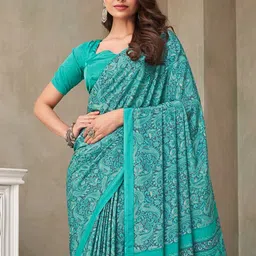 Reboot Fashions Floral Pure Crepe Saree image 4