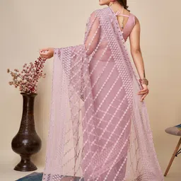 VAIRAGEE Floral Embroidered Net Saree image 3