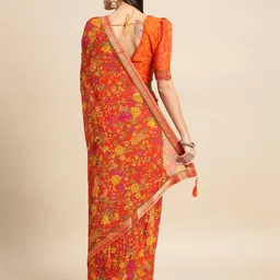 Satrani Floral Printed Zari Saree image 3