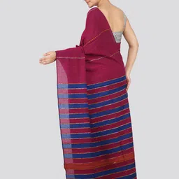 PinkLoom Striped Woven Design Pure Cotton Saree image 3