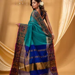 DESH BIDESH Floral Woven Dsign Zari Silk Cotton Taant Saree image 4