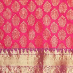Silk Land Pink & Golden Ethnic Motifs Zari Banarasi Saree image 4