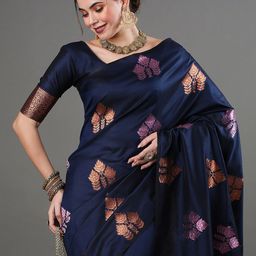 Mitera Floral Woven Design Zari Banarasi Saree-picture-7