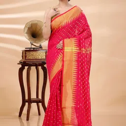 DipDiya Geometric Woven Design Zari Taant Saree image 4